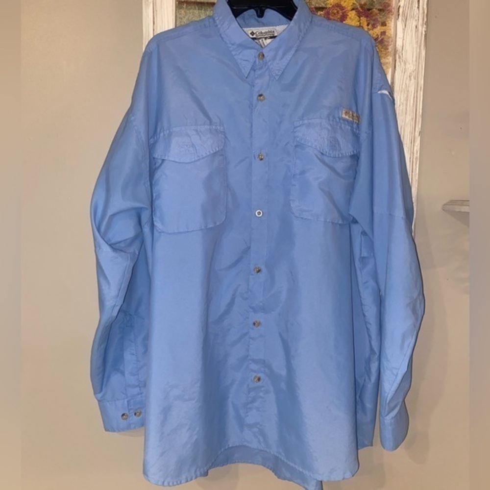 Columbia PFG Fishing Vented Long Sleeve Shirt Mens XL Outdoor Blue